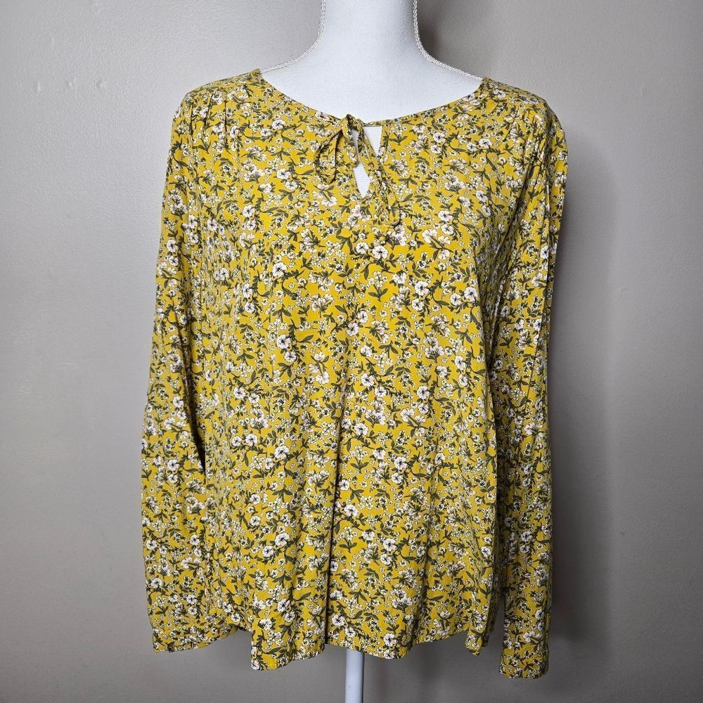 DR2 Yellow Floral Blouse Large